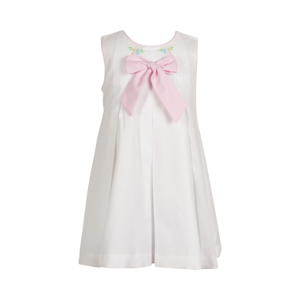 Embroidery Pink Bow Dress