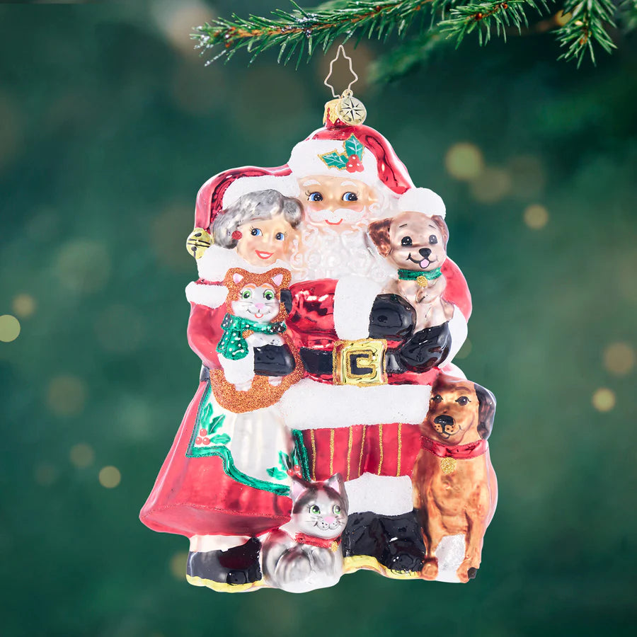 Christopher Radko Holiday Paws with Mr. & Mrs. Claus Ornament