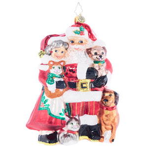 Christopher Radko Holiday Paws with Mr. & Mrs. Claus Ornament