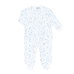 Blue Bunny Toile Zipper Footie