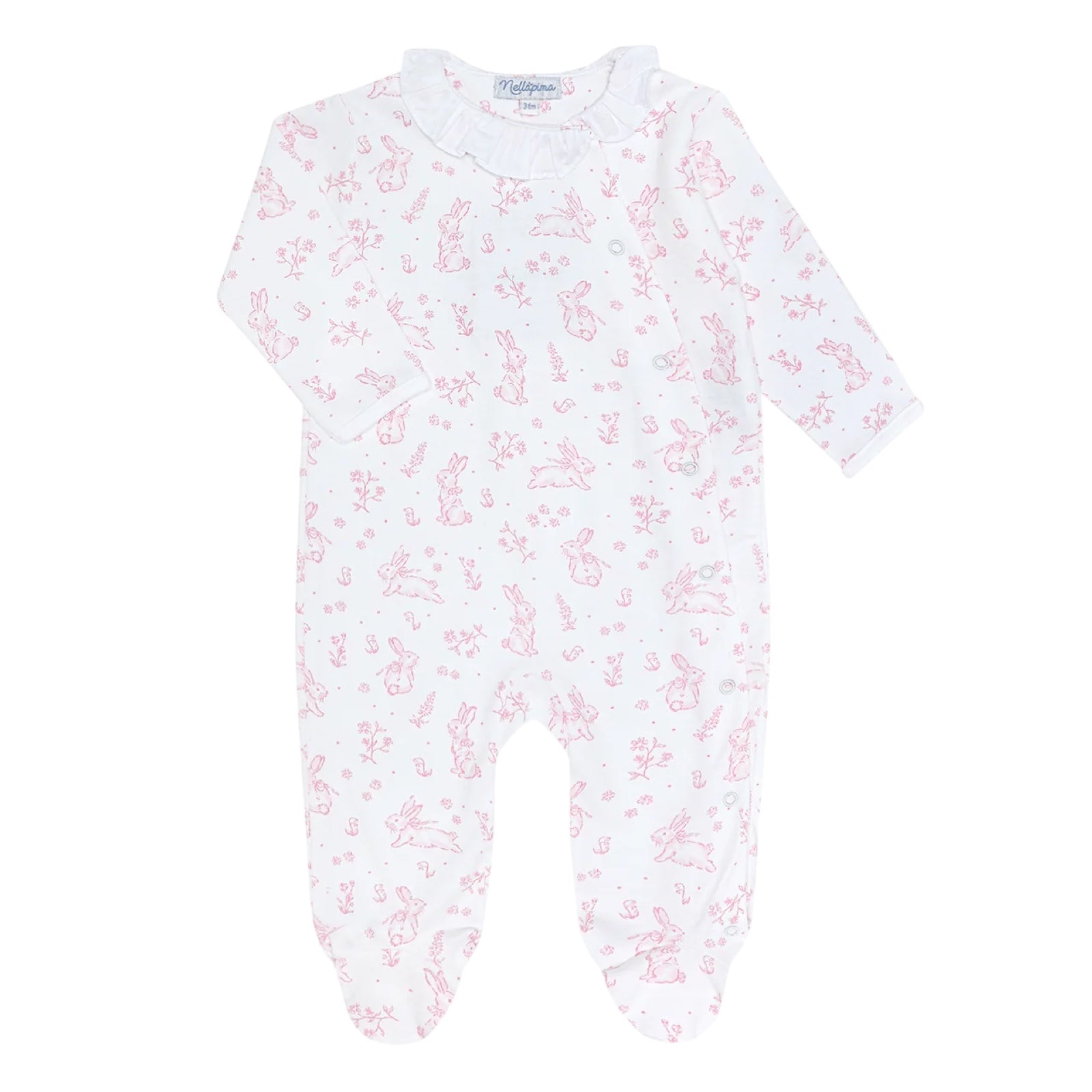 Pink Bunny Toile Crossover Footie