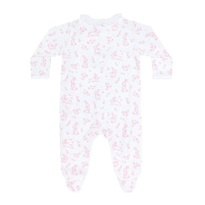 Pink Bunny Toile Crossover Footie