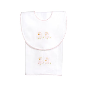 Lamb Embroidery Baby Bib and Burp Cloth