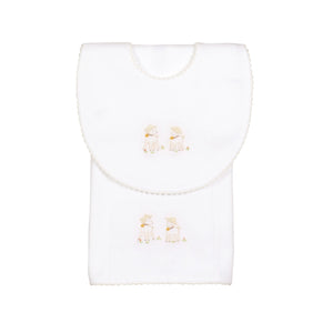 Lamb Embroidery Baby Bib and Burp Cloth