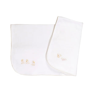 Lamb Embroidery Baby Blanket Cream