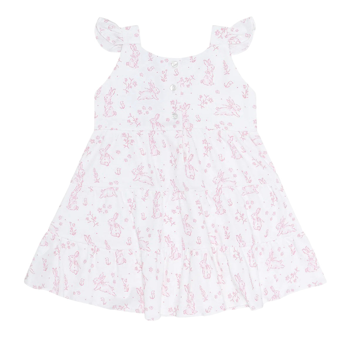 Pink Bunny Toile Ruffle Dress