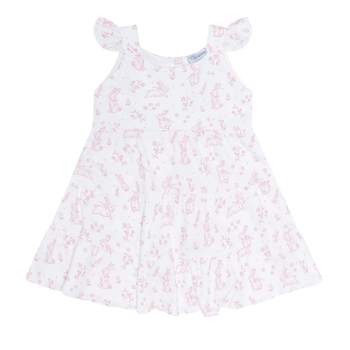 Pink Bunny Toile Ruffle Dress