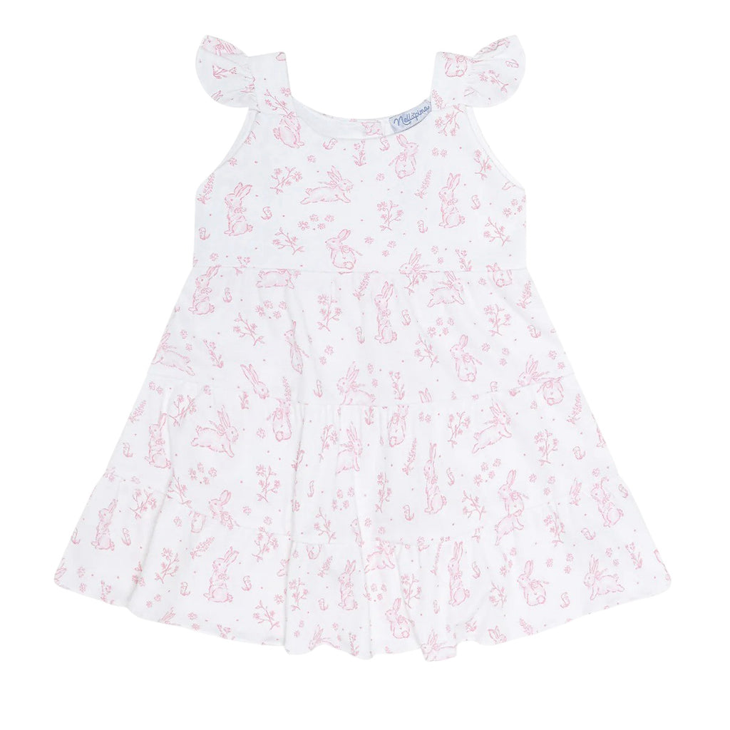 Pink Bunny Toile Ruffle Dress