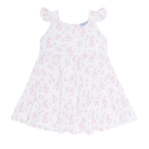 Pink Bunny Toile Ruffle Dress